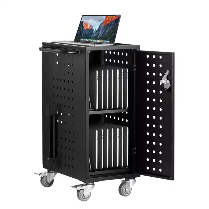 VEVOR Charging Cart, 16 Device Mobile Charging Station, Up to 15.6 in Screen Size, Office and Classroom Mobile Charging Cart, for Chromebook