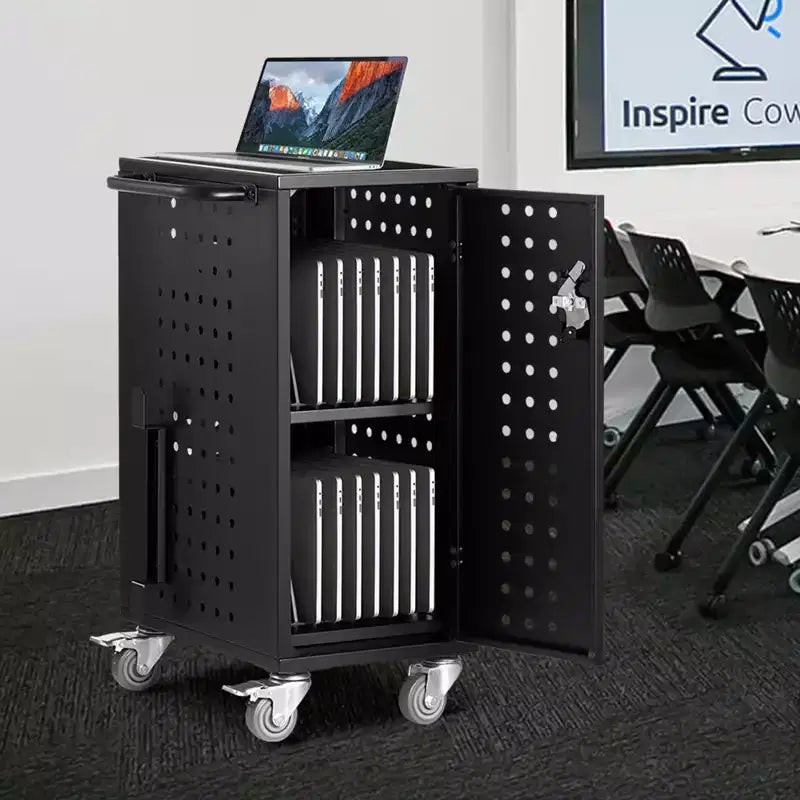 Charging Cart, 16 Device Mobile Charging Station, Up to 15.6 in Screen Size, Office and Classroom Mobile Charging Cart, for Chromebook