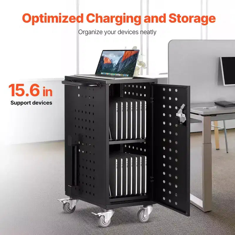 Charging Cart, 16 Device Mobile Charging Station, Up to 15.6 in Screen Size, Office and Classroom Mobile Charging Cart, for Chromebook