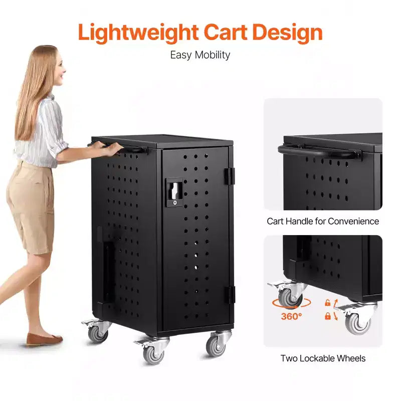 Charging Cart, 16 Device Mobile Charging Station, Up to 15.6 in Screen Size, Office and Classroom Mobile Charging Cart, for Chromebook