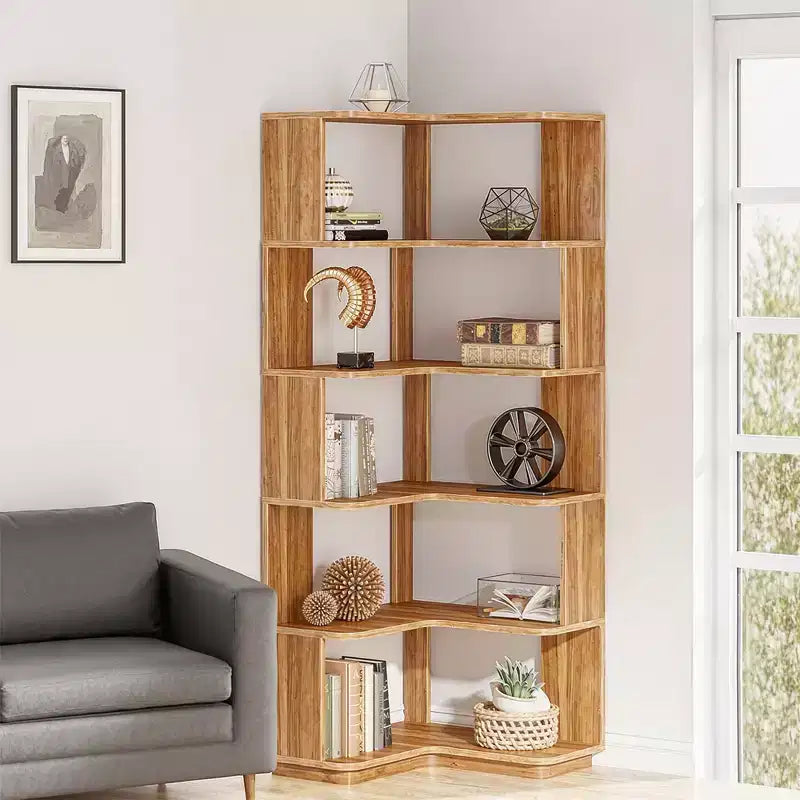 MAYEERTY Space-Saving L-Shaped Corner Shelving Unit, Multifunctional Storage Shelf for Bedroom Office