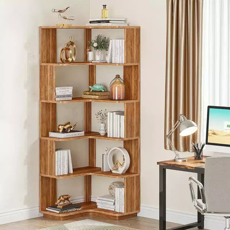 Space-Saving L-Shaped Corner Shelving Unit, Multifunctional Storage Shelf for Bedroom Office
