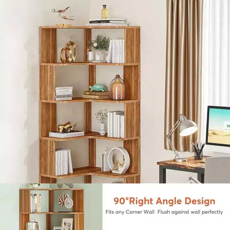 Space-Saving L-Shaped Corner Shelving Unit, Multifunctional Storage Shelf for Bedroom Office