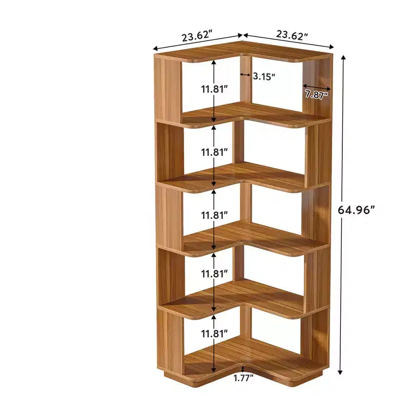 Space-Saving L-Shaped Corner Shelving Unit, Multifunctional Storage Shelf for Bedroom Office