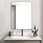 Silver Metal Framed Rectangular Bathroom Wall Mirror - Stylish & Durable