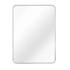 Miroir mural rectangulaire pour salle de bain avec cadre en métal argenté - Élégant et durable