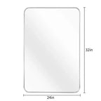 Miroir mural rectangulaire pour salle de bain avec cadre en métal argenté - Élégant et durable