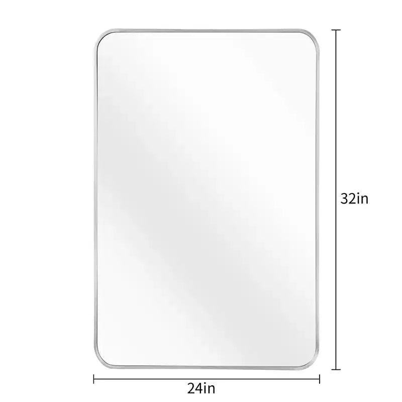 Silver Metal Framed Rectangular Bathroom Wall Mirror - Stylish & Durable