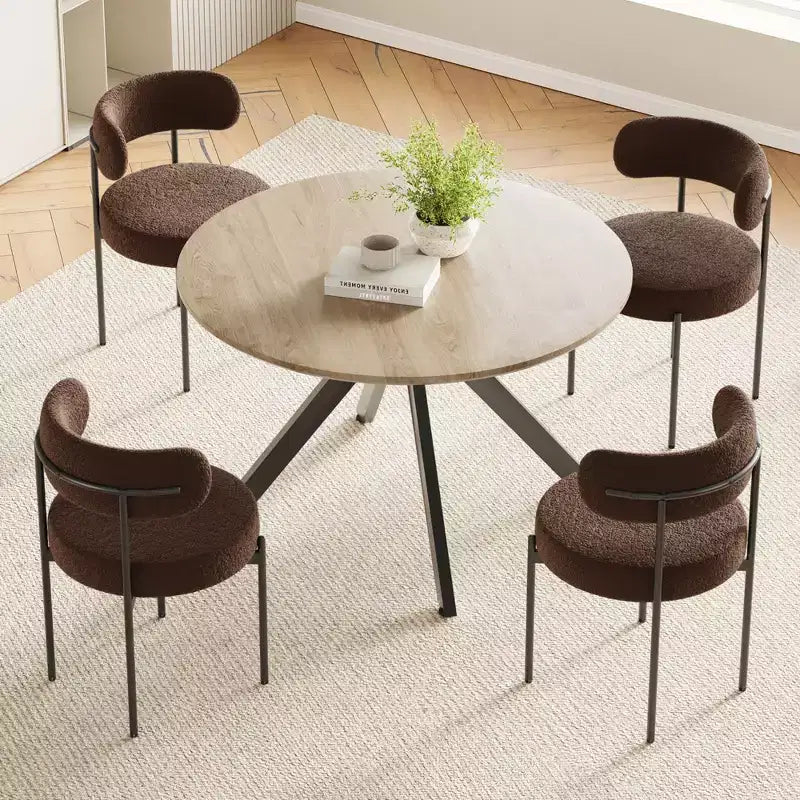 Mid-Century Dining Table for 4-6 Person,47 Round Wooden Dining Tabletop and Metal Frame for Kitchen,Dining Room,Living Room