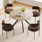 Table à manger de style Mid-Century pour 4-6 personnes, plateau rond en bois de 120 cm et pieds en métal pour cuisine, salle à manger, salon