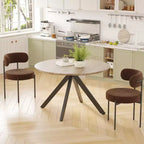 Table à manger de style Mid-Century pour 4-6 personnes, plateau rond en bois de 120 cm et pieds en métal pour cuisine, salle à manger, salon