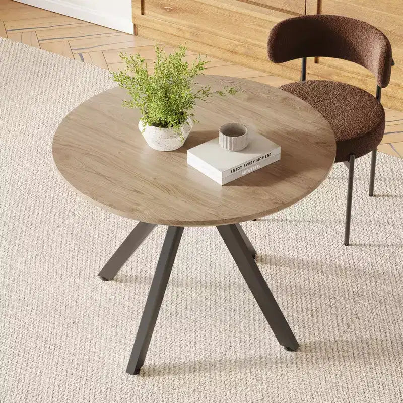 Mid-Century Dining Table for 4-6 Person,47 Round Wooden Dining Tabletop and Metal Frame for Kitchen,Dining Room,Living Room