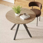 Table à manger de style Mid-Century pour 4-6 personnes, plateau rond en bois de 120 cm et pieds en métal pour cuisine, salle à manger, salon