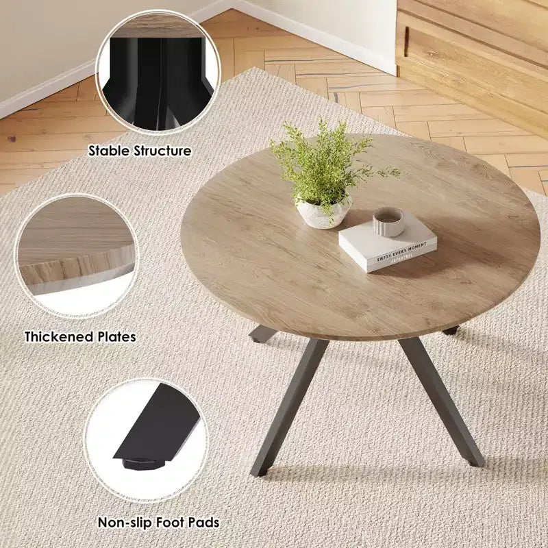 Mid-Century Dining Table for 4-6 Person,47 Round Wooden Dining Tabletop and Metal Frame for Kitchen,Dining Room,Living Room