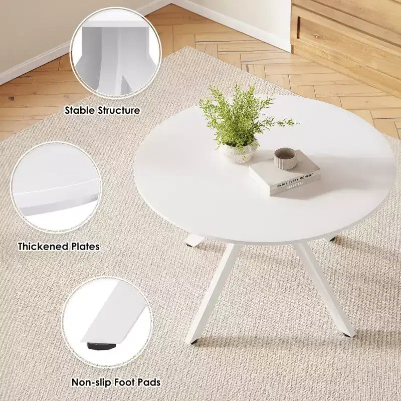 Mid-Century Dining Table for 4-6 Person,47 Round Wooden Dining Tabletop and Metal Frame for Kitchen,Dining Room,Living Room
