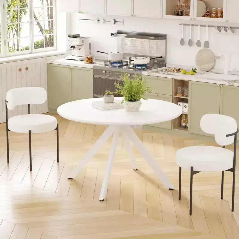 Mid-Century Dining Table for 4-6 Person,47 Round Wooden Dining Tabletop and Metal Frame for Kitchen,Dining Room,Living Room