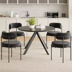 Table à manger de style Mid-Century pour 4-6 personnes, plateau rond en bois de 120 cm et pieds en métal pour cuisine, salle à manger, salon