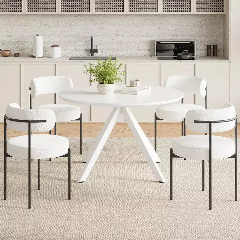 Mid-Century Dining Table for 4-6 Person,47 Round Wooden Dining Tabletop and Metal Frame for Kitchen,Dining Room,Living Room