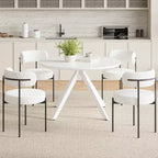 Table à manger de style Mid-Century pour 4-6 personnes, plateau rond en bois de 120 cm et pieds en métal pour cuisine, salle à manger, salon
