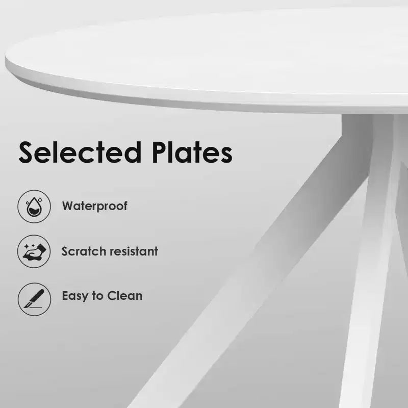 Mid-Century Dining Table for 4-6 Person,47 Round Wooden Dining Tabletop and Metal Frame for Kitchen,Dining Room,Living Room