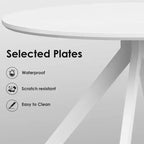 Table à manger de style Mid-Century pour 4-6 personnes, plateau rond en bois de 120 cm et pieds en métal pour cuisine, salle à manger, salon
