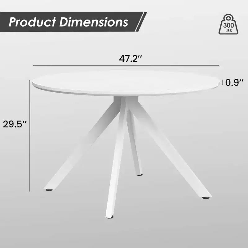 Mid-Century Dining Table for 4-6 Person,47 Round Wooden Dining Tabletop and Metal Frame for Kitchen,Dining Room,Living Room