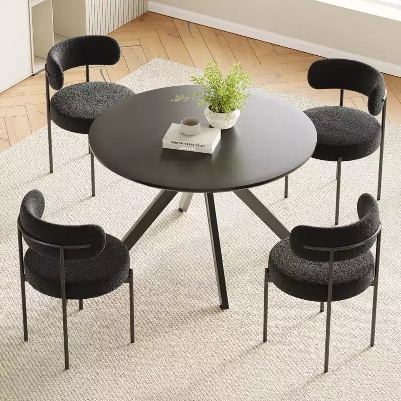 Mid-Century Dining Table for 4-6 Person,47 Round Wooden Dining Tabletop and Metal Frame for Kitchen,Dining Room,Living Room