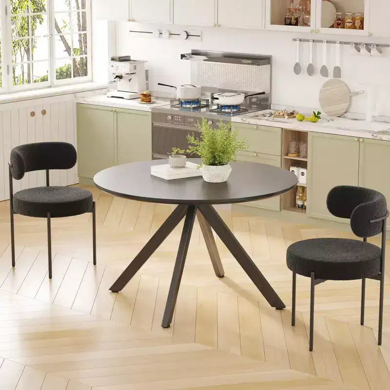 Mid-Century Dining Table for 4-6 Person,47 Round Wooden Dining Tabletop and Metal Frame for Kitchen,Dining Room,Living Room