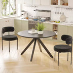 Table à manger de style Mid-Century pour 4-6 personnes, plateau rond en bois de 120 cm et pieds en métal pour cuisine, salle à manger, salon
