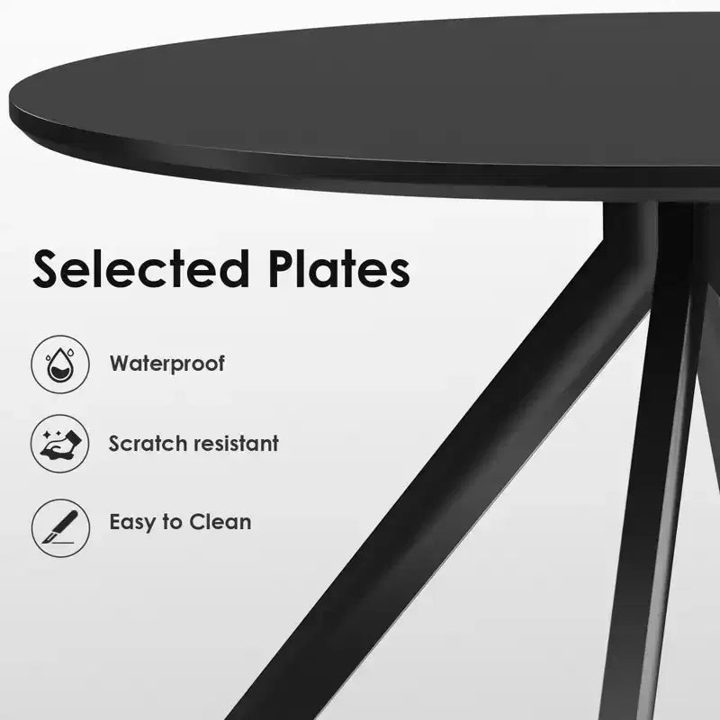 Mid-Century Dining Table for 4-6 Person,47 Round Wooden Dining Tabletop and Metal Frame for Kitchen,Dining Room,Living Room