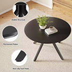 Table à manger de style Mid-Century pour 4-6 personnes, plateau rond en bois de 120 cm et pieds en métal pour cuisine, salle à manger, salon