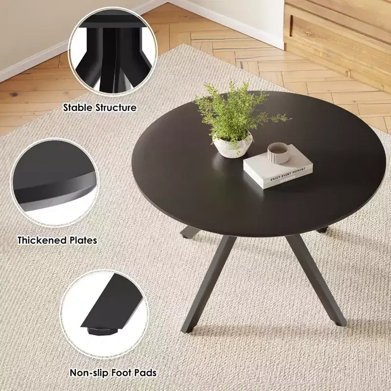 Mid-Century Dining Table for 4-6 Person,47 Round Wooden Dining Tabletop and Metal Frame for Kitchen,Dining Room,Living Room