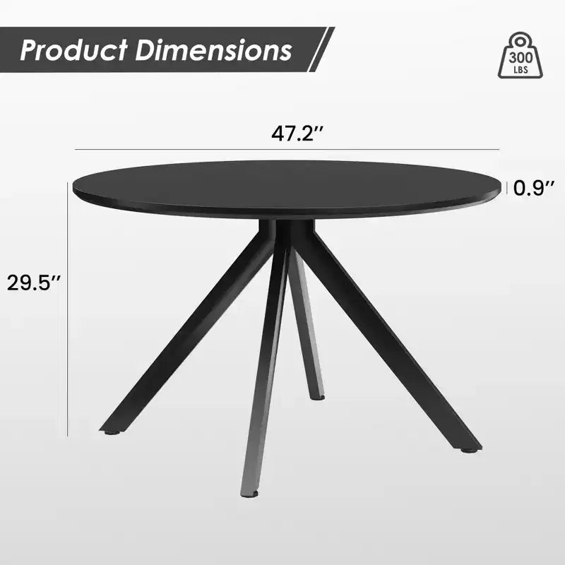 Mid-Century Dining Table for 4-6 Person,47 Round Wooden Dining Tabletop and Metal Frame for Kitchen,Dining Room,Living Room
