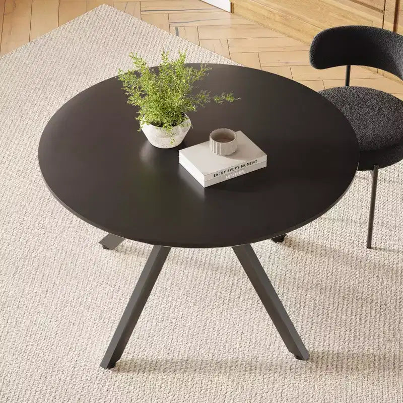 Mid-Century Dining Table for 4-6 Person,47 Round Wooden Dining Tabletop and Metal Frame for Kitchen,Dining Room,Living Room