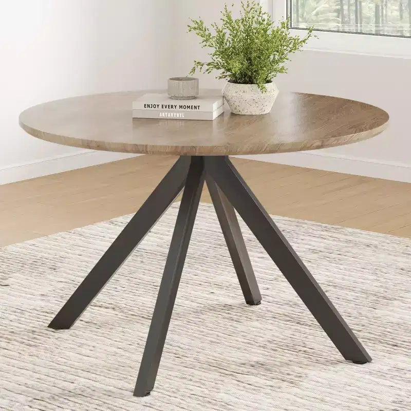 Mid-Century Dining Table for 4-6 Person,47 Round Wooden Dining Tabletop and Metal Frame for Kitchen,Dining Room,Living Room