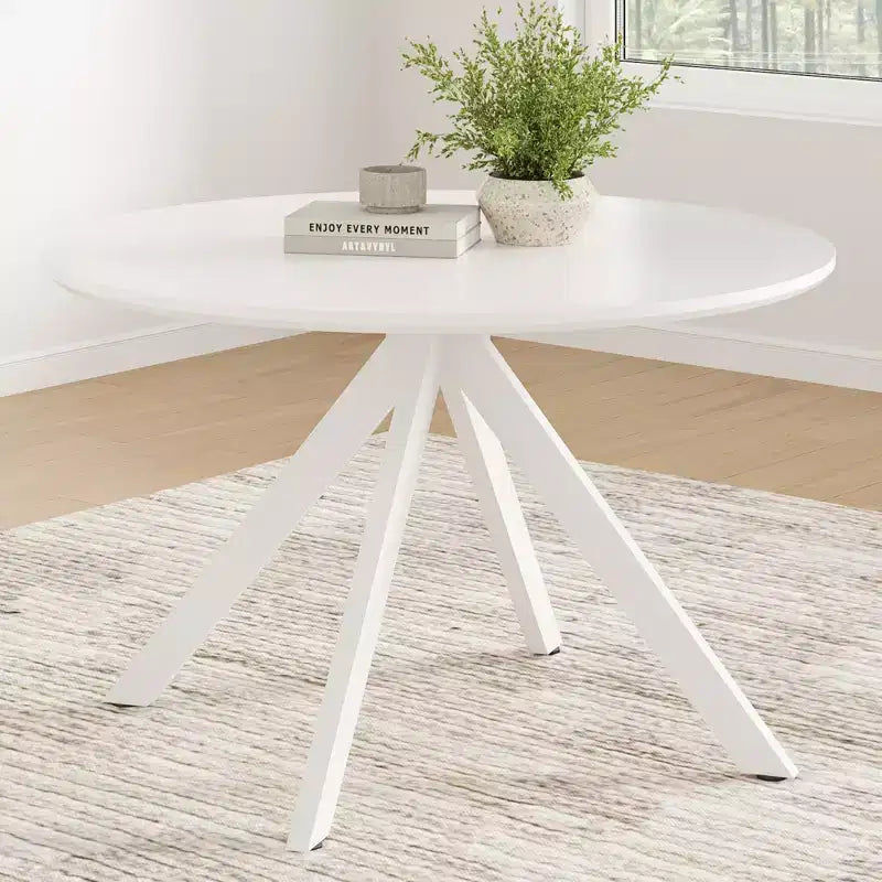 Mid-Century Dining Table for 4-6 Person,47 Round Wooden Dining Tabletop and Metal Frame for Kitchen,Dining Room,Living Room