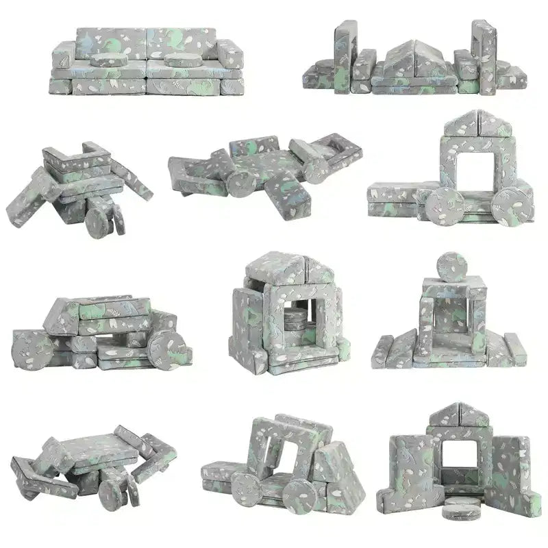Modular Kids Couch for Toddler Playroom, Bedroom Imaginative Furniture, Kids Sofa for Playing, Sleeping, Toddler Girls and Boys, Grey