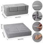 Canapé modulable pour enfants pour salle de jeux, chambre, mobilier imaginatif, canapé pour enfants pour jouer, dormir, pour filles et garçons, gris