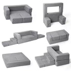 Canapé modulable pour enfants pour salle de jeux, chambre, mobilier imaginatif, canapé pour enfants pour jouer, dormir, pour filles et garçons, gris