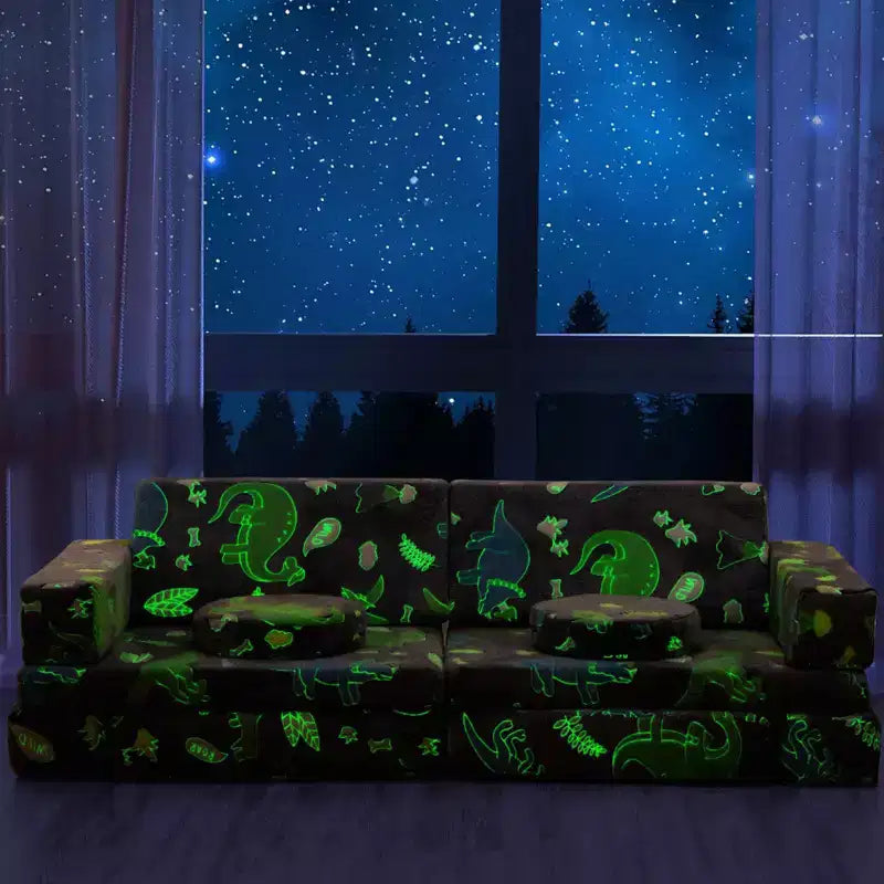Modular Kids Couch for Toddler Playroom, Bedroom Imaginative Furniture, Kids Sofa for Playing, Sleeping, Toddler Girls and Boys, Grey