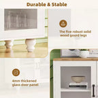 Meuble TV de ferme avec portes en verre trempé pour téléviseurs jusqu'à 70 pouces, buffet polyvalent avec étagères réglables