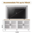 Meuble TV de ferme avec portes en verre trempé pour téléviseurs jusqu'à 70 pouces, buffet polyvalent avec étagères réglables