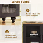 Meuble TV de ferme avec portes en verre trempé pour téléviseurs jusqu'à 70 pouces, buffet polyvalent avec étagères réglables