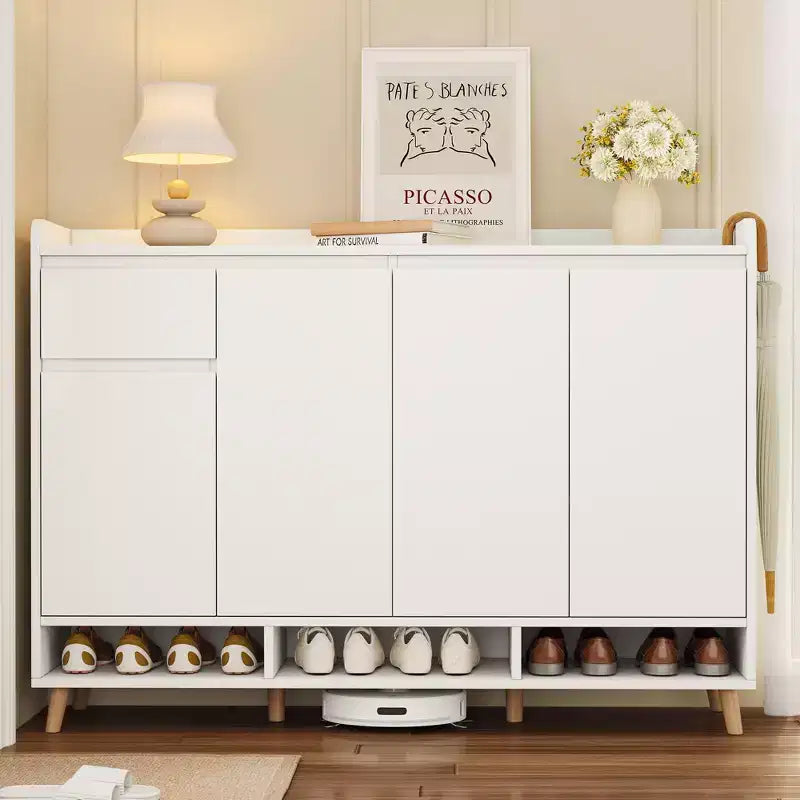 Modern Shoe Cabinet with Adjustable Shelves, Minimalist Home Organizer, Storage Sideboard