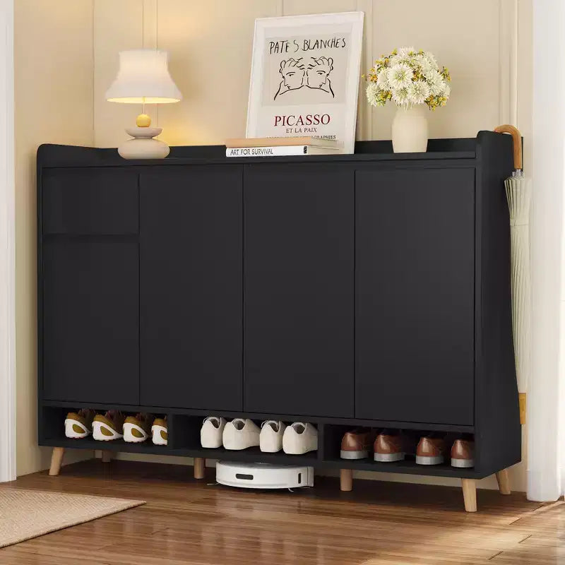 Modern Shoe Cabinet with Adjustable Shelves, Minimalist Home Organizer, Storage Sideboard