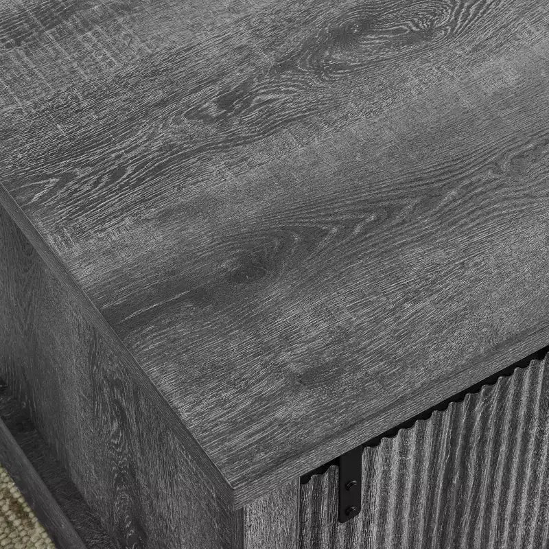 41 Farmhouse Coffee Table with Sliding Barn Door, 3-Cube Storage & Adjustable Shelves, Wood Rectangular Cocktail Table for Living Room