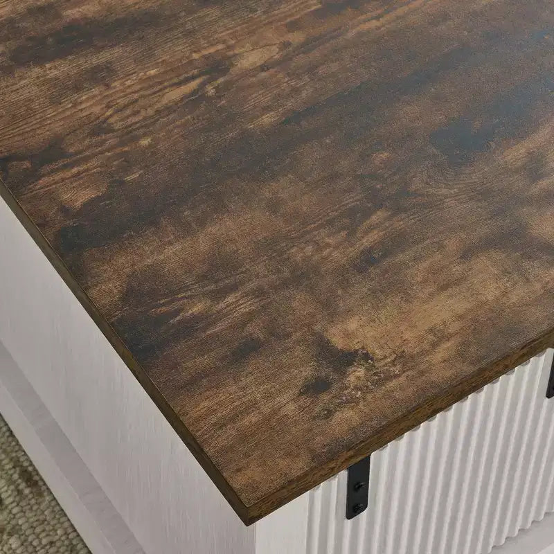 41 Farmhouse Coffee Table with Sliding Barn Door, 3-Cube Storage & Adjustable Shelves, Wood Rectangular Cocktail Table for Living Room