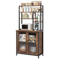 Bakers Rack, 64.5 Microwave Stand with Storage Tall Bar Cabinet Standing Baker's Racks Freestanding Wine Bar with Adjustable Feet