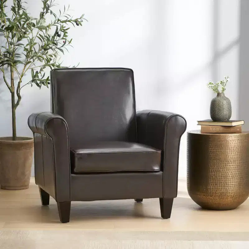 GDFStudio Cinnabar Contemporary Upholstered Club Chair with Rolled Arm