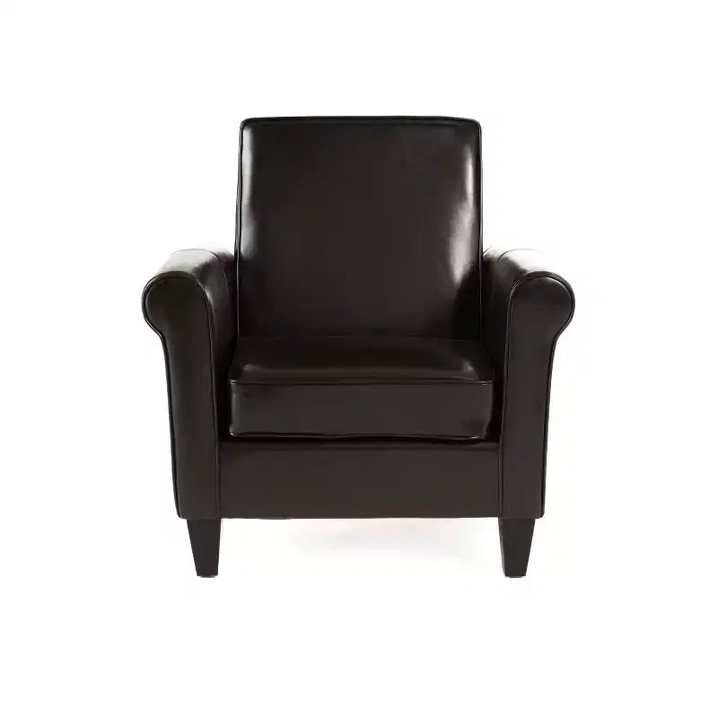 Cinnabar Contemporary Upholstered Club Chair with Rolled Arm
